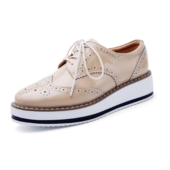 Dadawen Shoes - BRAND NEW Dadawen Nude Patent Leather Oxfords. Sz 7 (37) women’s (Real Leather)